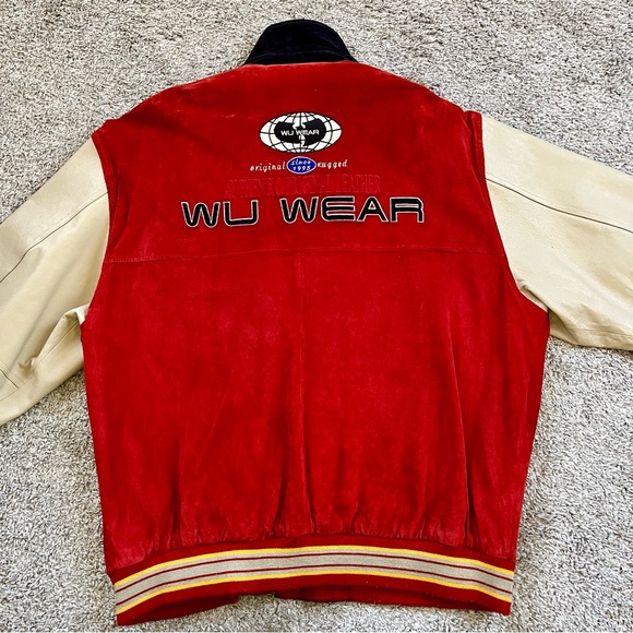 🔴Wu-Wear Leather Jacket Size 2XL Wu-Tang Rare Wool Red 90's OG